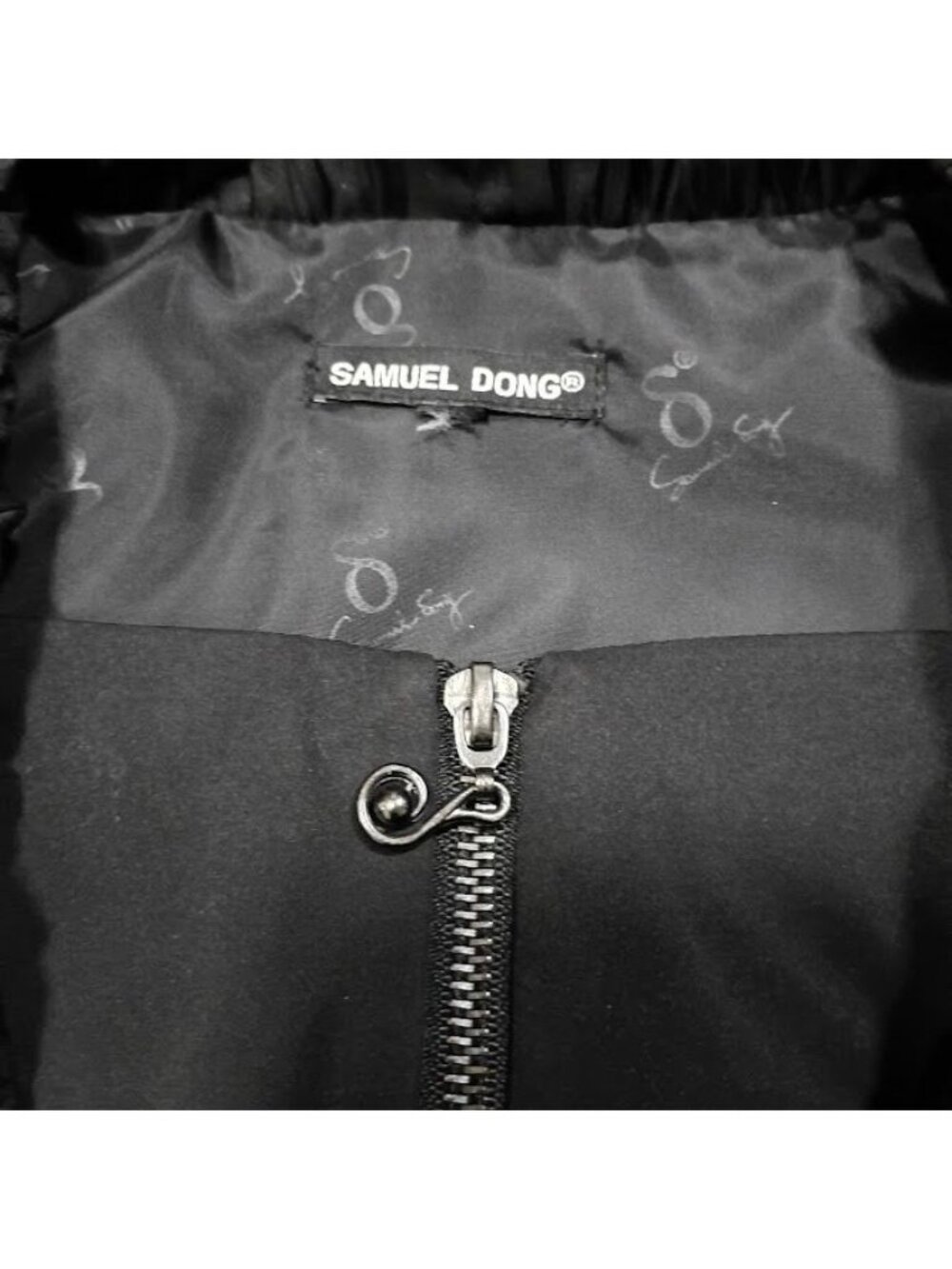 Samuel Dong Black Ruffle Front Long Coat Dress S  Pleated Skirt By Samuel Dong - Picture 4 of 16